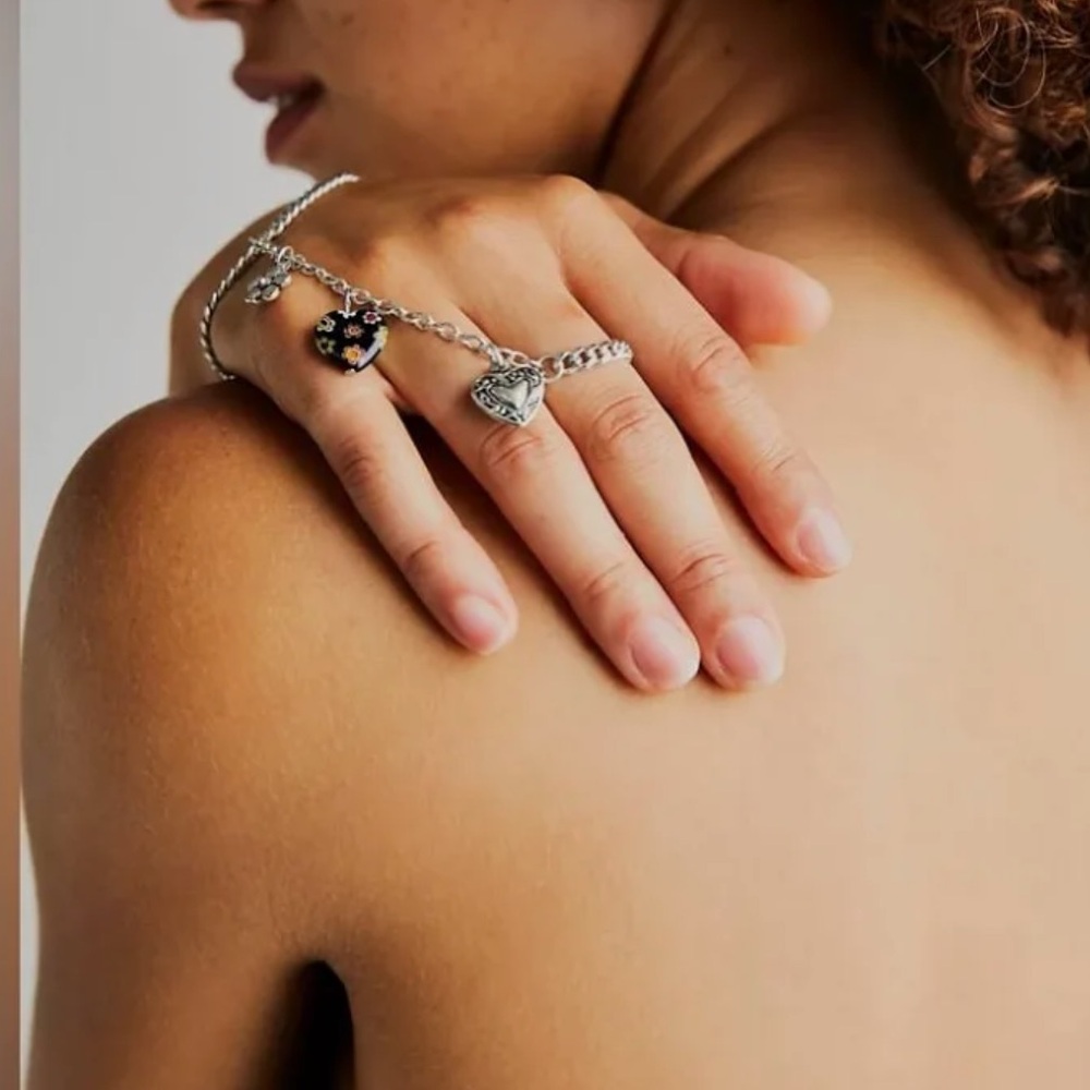 Free People NWT Valentina Silver Hand Charm Bracelet